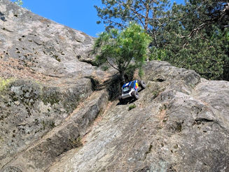 RC crawler on 45 degree rock